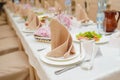 Beautifully decorated table for a wedding party in a restaurant Royalty Free Stock Photo