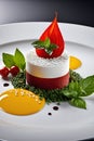 A beautifully decorated of tramezzini course, with details, Michelin star presentation, realiatic food photograph, desert