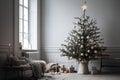 Beautifully decorated tree with a few carefully chosen ornaments in a serene and clutter-free space
