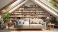 A beautifully designed living room with abundant natural light streaming in through a skylight