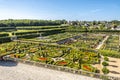 Beautifully designed renaissance park with unique layout at chateau Villandry, Loire valley, France. Royalty Free Stock Photo