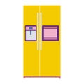 A Beautifully Drawn Orange Smart Electric Kitchen Fridge