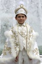 A beautifully dressed young Turkish boy in the Istanbul suburb of Eyup in Turkey.