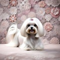 Beautifully groomed maltese shitzu - ai generated image