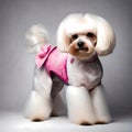 Beautifully groomed maltese shitzu - ai generated image