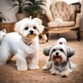 Beautifully groomed maltese shitzu - ai generated image