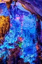 Beautifully illuminated Reed Flute Caves located in Guilin, Guangxi, China Royalty Free Stock Photo