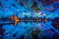 Beautifully illuminated Reed Flute Caves located in Guilin, Guangxi, China Royalty Free Stock Photo