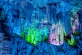 Beautifully illuminated Reed Flute Caves located in Guilin, Guangxi, China Royalty Free Stock Photo