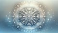 Elegant Snowflake Mandala on Wintry Background, AI Generated Royalty Free Stock Photo