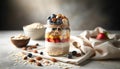 Healthy Breakfast Parfait in Mason Jar, Wellness Concept