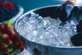 Beautifully luxury decorated catering banquet table with black and red caviar and different food snacks, on a party Royalty Free Stock Photo