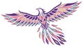 A beautifully ornate phoenix with multi-colored, patterned wings. vector design Generative AI Royalty Free Stock Photo