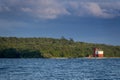 Beautifully painted Historic Round Island Lighthouse Mackinac Island Michigan