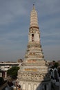 Beautifully painted white tower of the Buddhist temple Wat Arun in Bangkok