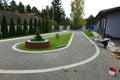 Beautifully paved driveway in front of the house.