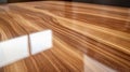 Beautifully polished wooden table showcasing natural grain patterns and reflections of light in a modern setting Royalty Free Stock Photo