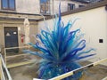 a beautifully positioned blue glass art object