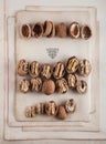 Beautifully presented walnuts on old book pages