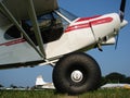 Beautifully restored Piper Pa-18 Super Cub on huge Alaska tundra tires. Royalty Free Stock Photo