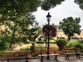 Beautifully romantic park and benches and looking out onto the cathedral