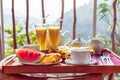 Beautifully served breakfast on terrace or balcony