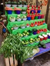 Beautifully stacked vegetables at the farmers market in Mexico Royalty Free Stock Photo