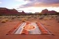 beautifully woven navajo rug showcased in nature Royalty Free Stock Photo