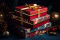 Beautifully wrapped Christmas gift boxes, a symbol of the joy of giving and receiving. The perfect gift for any occasion Royalty Free Stock Photo