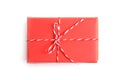 Beautifully wrapped gift box on white background Royalty Free Stock Photo