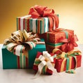 beautifully wrapped gift boxes Royalty Free Stock Photo