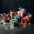 beautifully wrapped gift boxes Royalty Free Stock Photo