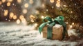 The beautifully wrapped gift surrounded by festive holiday cheer. AI generated image Royalty Free Stock Photo