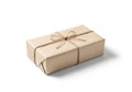 A beautifully wrapped rectangular gift box with brown paper and twine Royalty Free Stock Photo