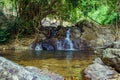 Beautify of medium waterfall around stones and forest at Khao Yai National Park - Nakhon Nayok Province, Thailand.