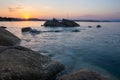 Sunset at Karidi beach, Vourvourou Royalty Free Stock Photo