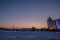 Beautirul view of Kazan Railway Station in Russia during winter Royalty Free Stock Photo