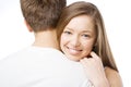 Beautiufl girl leaning on boyfriend's shoulder Royalty Free Stock Photo