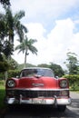 Beautiful vintage red car Cuba Royalty Free Stock Photo