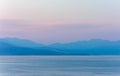 Beautuful evening landscape with mountains and sea. Nature background