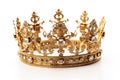 Beautuful shiny crown with medieval ornament and jeewelry. Ancient king or quenn crown. Generated AI.