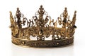 Beautuful shiny crown with medieval ornament and jeewelry. Ancient king or quenn crown. Generated AI.