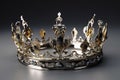 Beautuful shiny crown with medieval ornament and jeewelry. Ancient king or quenn crown. Generated AI.