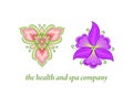 Beauty abstract orchid and garden violet flowers icon for logo design