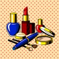 Beauty accessories comic book style vector