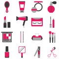 Beauty accessories flat icon set