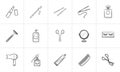 Beauty accessories hand drawn sketch icon set. Royalty Free Stock Photo