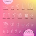 Beauty accessories icons set and makeup symbols