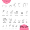 Beauty accessories icons set and makeup symbols