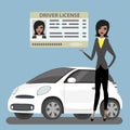 Beauty african american woman holding driving license, Royalty Free Stock Photo